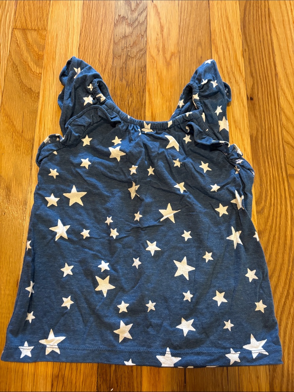 Crewcuts Girls' Navy Star Print Ruffle Tank Top size 6-7